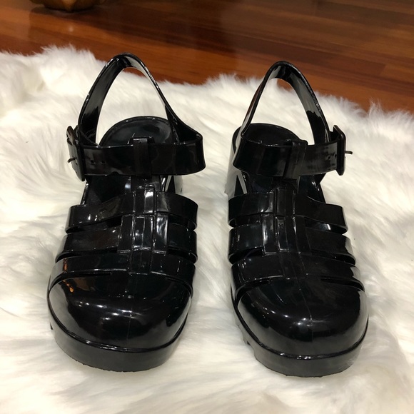 Chunky block ankle strap gladiator heel jelly shoe - Picture 2 of 6